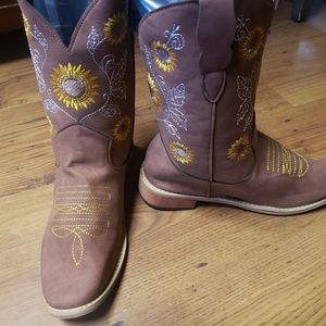 Embroidered Sunflower Boots